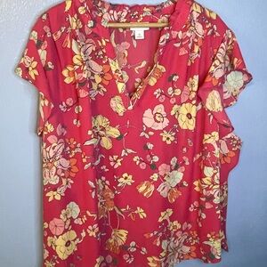 3X Bright Pink Spring Liz Claiborne Blouse